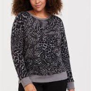 Gray mixed animal print sweatshirt
